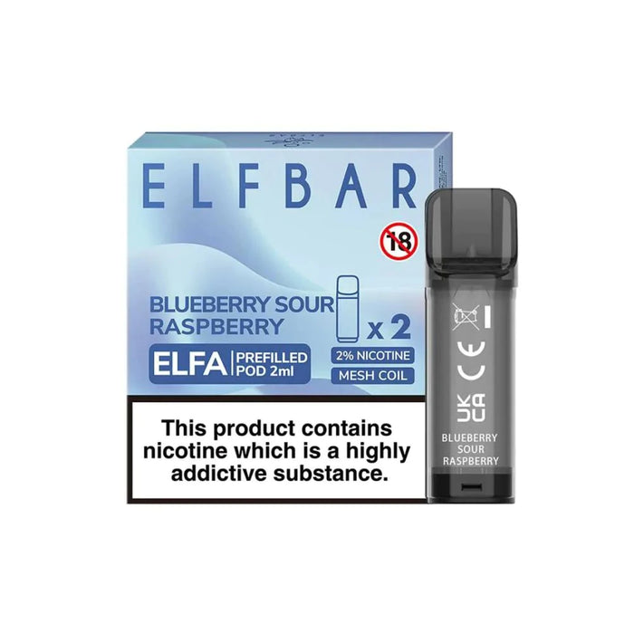 ELFA Blueberry Sour Raspberry Pods (2 Pack) By Elf Bar