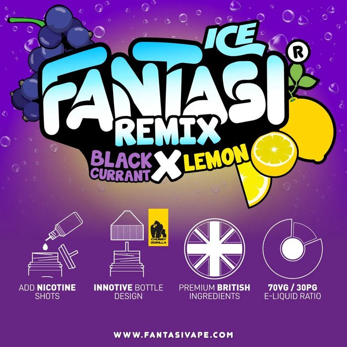 Blackcurrant X Lemon Ice Remix By Fantasi Vape Juice 100ml (Nicotine not included)