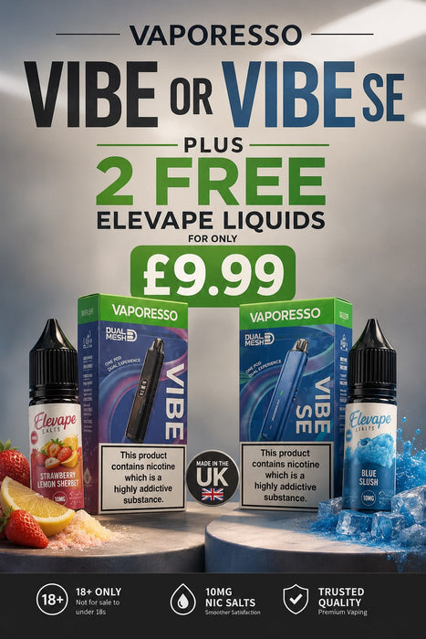 Vaporesso Vibe Kit or Vibe SE Kit with 2 FREE 10ml Elevape Nic Salts