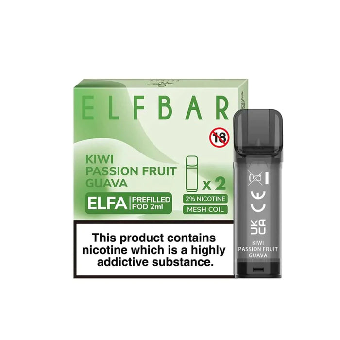 ELFA Kiwi Passion Fruit Guava Pods (2 Pack) By Elf Bar